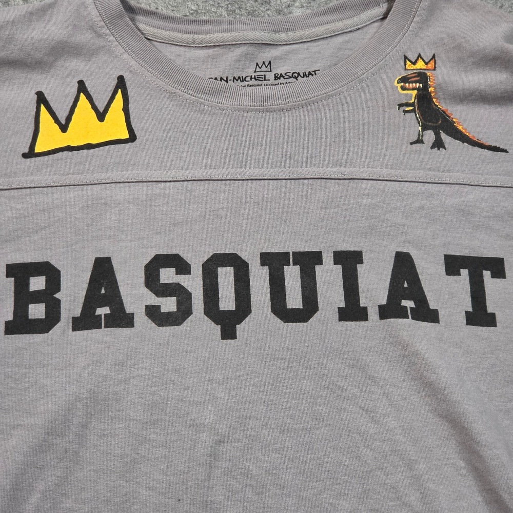 Jean-Michel Basquiat Graphic T-Shirt XL Gray Long Sleeve Ripple Junction Crown